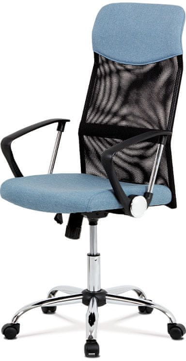 Autronic Kancelárska stolička rady BASIC, poťah modrá látka a čierna sieťovina MESH, hojdacia m KA-E301 BLUE